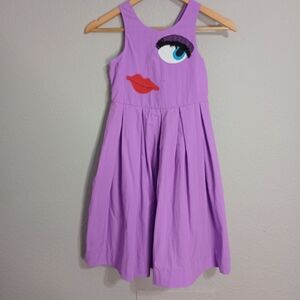 Vintage Chocolate Soup Face Eye Lip Applique Dress